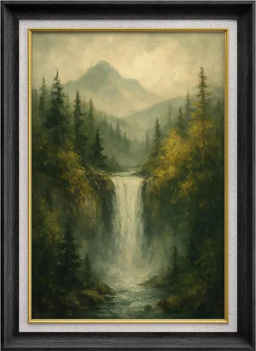 Vista 71 de MUDECOR Lienzo enmarcado prémium para pared, pinos nevados en bosque de invierno, ilustraciones modernas, arte contemporáneo, escénico, divertido