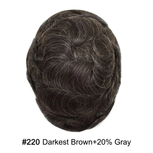 Vista 232 de Toupee para hombre 100% cabello humano real tupé para hombres 0.004 in piel de poliuretano para hombre, sistema de reemplazo de piezas de pelo