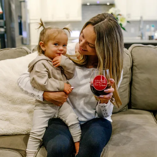Vista 5 de Pavilion - Calm The F*** Down – Copa de vino sin tallo de 18 onzas divertida para mamá regalo de paternidad