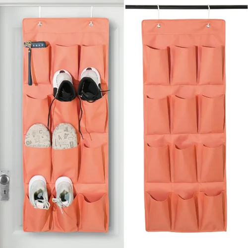 Vista 10 de Organizador de zapatos sobre la puerta, soporte de almacenamiento colgante con 12 bolsillos grandes para puerta de armario, zapatos para hombres