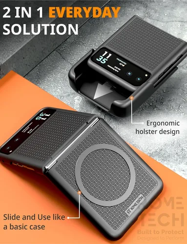 Vista 3 de Funda diseñada para Motorola RAZR (2023) con funda de clip para cinturón, compatible con cargadores Magsafe, funda de teléfono de doble capa a