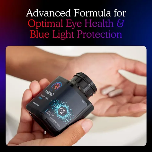 Vista 3 de MitoQ +Eye – Suplemento de salud ocular con luteína y zeaxantina (proporción 5: 1), arándano, corteza de pino marítimo, zinc, mitoquinol Apoya