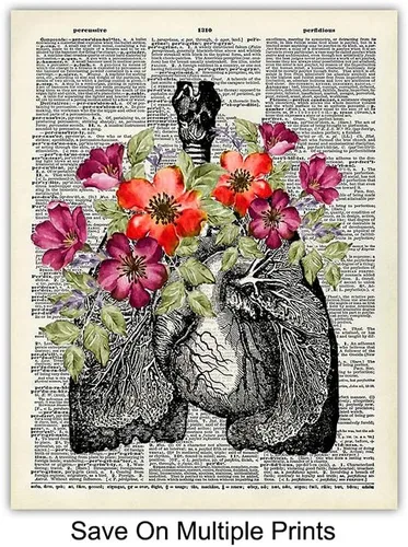 Vista 5 de Decoración artística de pared de corazón, cráneo, cerebro, pulmones, riñón, hígado, decoración de habitación de anatomía humana, decoración