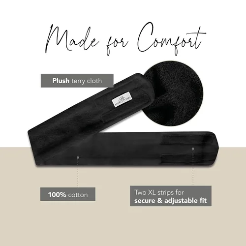 Vista 2 de Boca Terry - Diadema de maquillaje 100% algodón para mujer Negro