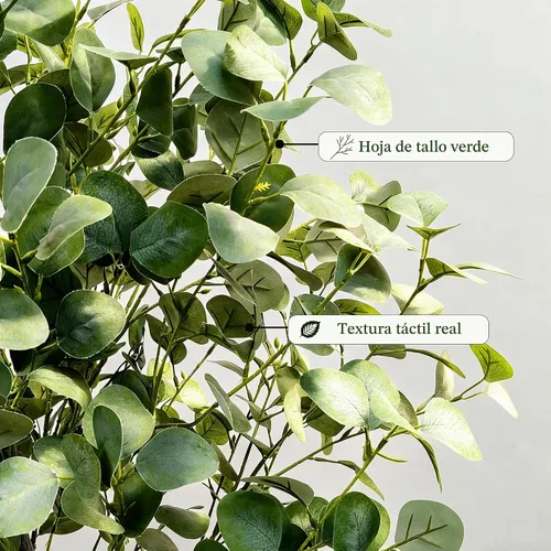Vista 3 de Planta de eucalipto falsa de 5 pies, árbol artificial de seda con Eucalipto - verde de 5 pies