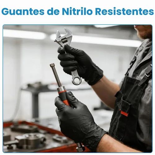 Vista 8 de Borje - Guantes de nitrilo pequeños, 100 unidades, desechables, color negro, 6 mil
