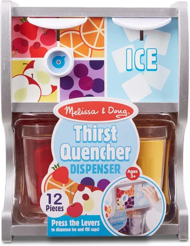 Vista 3 de Melissa & Doug - Dispensador de bebidas de madera con tazas, inserciones de jugo, cubitos de hielo (10 unidades)