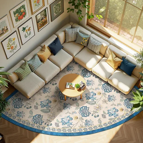 Vista 43 de jinchan Fiora - Alfombra lavable de área pequeña, alfombra de entrada floral de medio círculo de 2 x 3, tapete de media luna de pelo bajo, suave