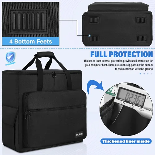 Vista 5 de AKOZLIN Estuche de Chasis de Torre de Computadora de Juegos de Escritorio PC Estuche de Transporte Bolsa de Almacenamiento de Viaje para Teclado