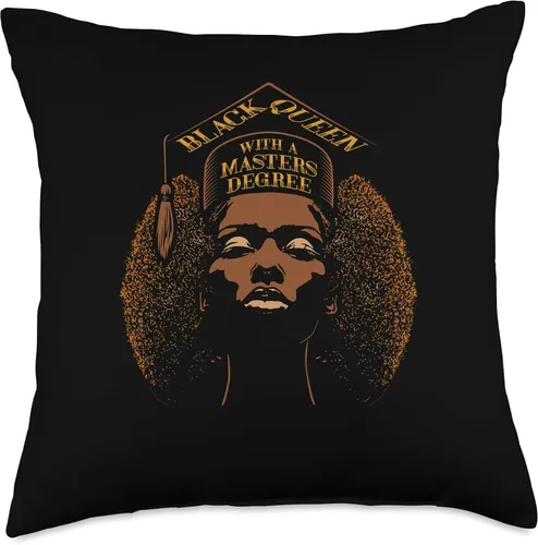 Vista 5 de Black African American Pride Graduate Black Queen Degree, Masters - Almohada de graduación, 16 x 16 pulgadas, multicolor