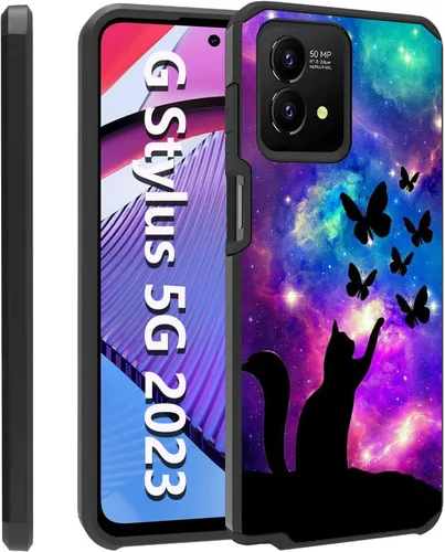 Vista 18 de Funda para Moto G Stylus 5G 2023, resistente 2 en 1 de doble capa híbrida de policarbonato duro y silicona suave a prueba de golpes, funda