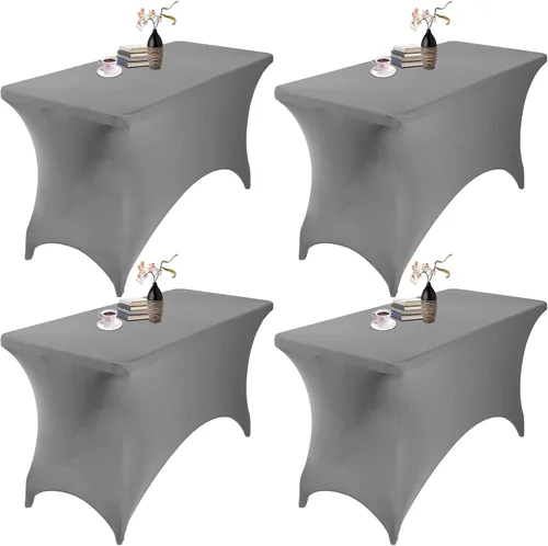 Vista 99 de Paquete de 2 fundas de mesa de elastano impermeables para mesas rectangulares, 6 pies, negras, elásticas, resistentes a manchas, para todas