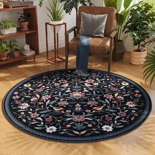 Vista 51 de Alfombra de entrada vintage con medallón floral de 2 x 3 pulgadas, lavable a máquina, alfombra de entrada de pelo bajo, suave, pequeña, alfombra
