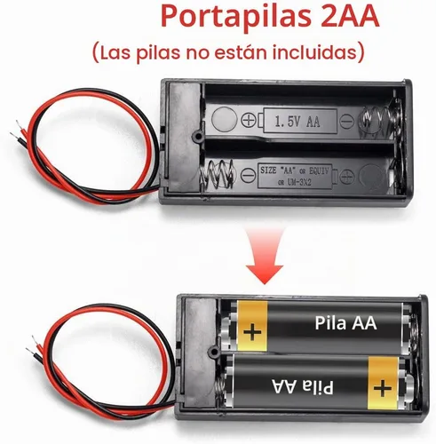 Vista 5 de Paquete de 2 2 soportes de batería AA con interruptor, 2 fundas de soporte de batería AA de 1.5 V con cables de cable e interruptor
