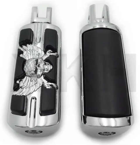 Vista 15 de SMT- Estriberas cromadas de calavera compatibles con Harley 2018 y posteriores FXBB FXBR FXBRS FXLR 2019 Street Bob [B07P5H6Z2M] Cromo 1