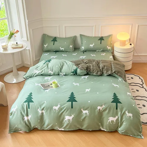 Vista 12 de Mengersi - Juego de funda de edredón de Navidad tamaño Full, funda de edredón con diseño de árbol de Navidad y copo de nieve, funda de edredón