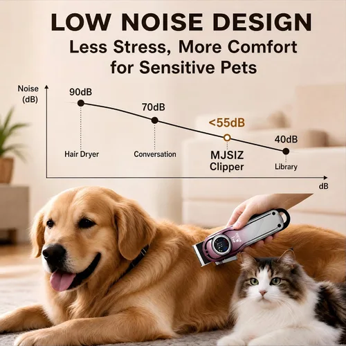 Vista 3 de Cortapelos para perros pequeños y medianos, kit de aseo inalámbrico Rosa