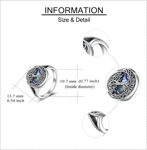 Vista 5 de ONEFINITY Anillos de árbol de la vida de plata de ley con nudo celta árbol de la vida regalos de joyería para mujeres