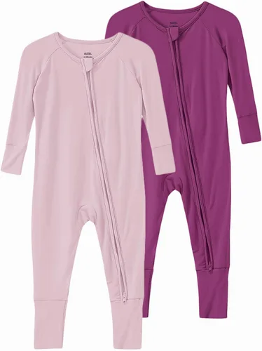 Vista 22 de Pijama de viscosa de bambú sin pies para niños y niñas, pijamas con cremallera para dormir y jugar, mameluco - 0-24 meses