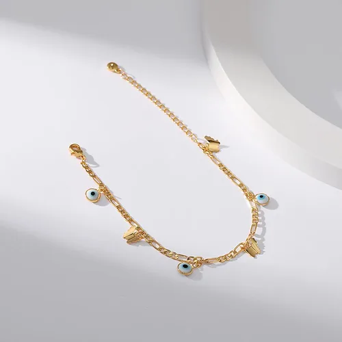 Vista 57 de Delicadas pulseras de oro para mujer, chapado en oro 18, ajustable, mal de ojo, mariposa, cuentas, perla, corazón, turquesa, hecha a mano para mujer