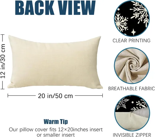 Vista 3 de Fahrendom Hello Winter - Funda de almohada rectangular decorativa lumbar negra de 12 x 20 pulgadas, diseño de copos de nieve de Navidad, porche
