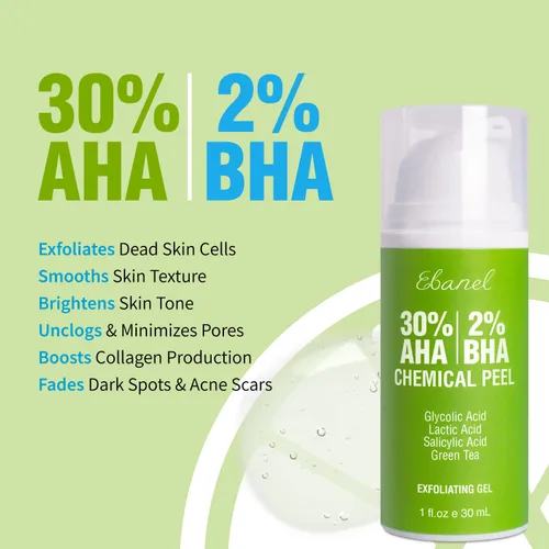 Vista 6 de Ebanel Paquete de 20% de suero de vitamina C y 30% AHA 2% BHA Gel exfoliante químico Peel