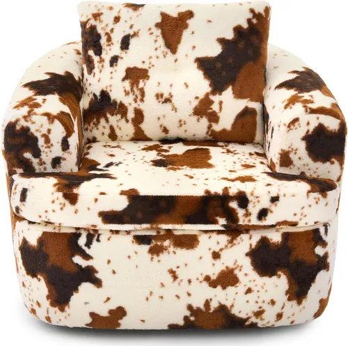 Vista 6 de JIVOIT Silla decorativa de barril giratorio de 360°, sillón redondo giratorio de 36.6 pulgadas con diseño de cojín de doble capa, sofá individual