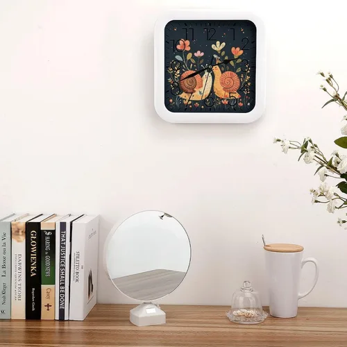 Vista 4 de 10" Square Modern Wall Clock,Animal Depiction Style Print Kitchen Clocks Wall Battery Operated,Silent Non Ticking Unique Funny Cute Wall Clock for