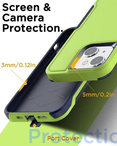 Vista 6 de AICase Funda para iPhone 15 Plus con protector de pantalla de vidrio + lente de cámara, resistente protección contra caídas, cuerpo completo