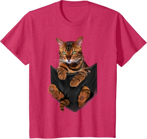Vista 47 de Camiseta de bolsillo con estampado de tigre y gato Negro