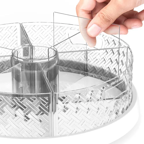 Vista 5 de Simple Houseware Lazy Susan - Tocadiscos de 12 pulgadas con cubos y divisores extraíbles