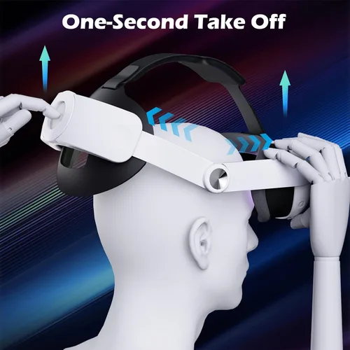 Vista 3 de ALAFLY Upgrade Head Strap Compatible with Metas Quest 3, One Click Stretch and Retract Adjustable, Enhanced Comfort and Gaming Immersion VR