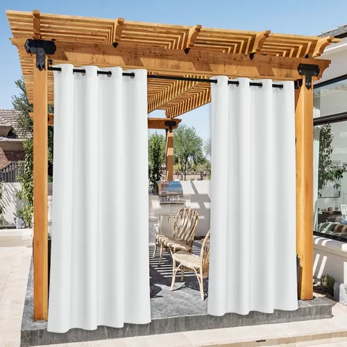 Vista 54 de NICETOWN Cortina para Exteriores para Patio Impermeable de 84 Pulgadas de Ancho, Aislamiento Térmico con Ojales Antioxidantes Bloqueo UV Cortina