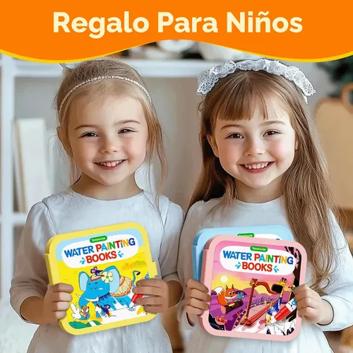 Vista 8 de Libro de Pintura Reutilizable con Agua de Timetome para Niños - Pack de 3 Libros de Acuarela Mágicos con Bolígrafo de Agua con Temas de Cuentos