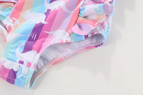 Vista 6 de Amberetech Traje de baño de una pieza para niñas con volantes, sin mangas, bikini para la playa