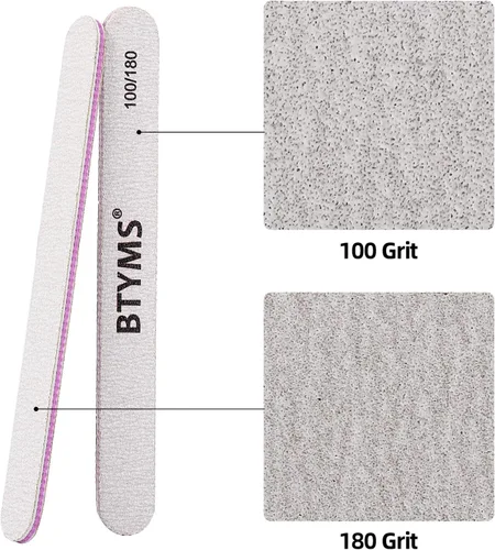 Vista 3 de BTYMS 25 limas de uñas de grano 100/180 de doble cara, limas de pulido de uñas para uñas acrílicas y naturales