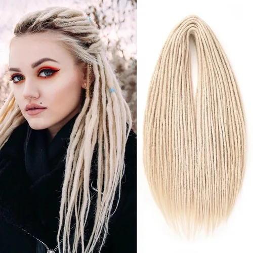 Vista 66 de Leeven Extensiones de Rastas Sintéticas de Doble Punta de 24 Pulgadas 30 Hebras Rastas Boho 613 Rubio 3 Estilos Mixtas Onduladas Rizadas DE Rastas