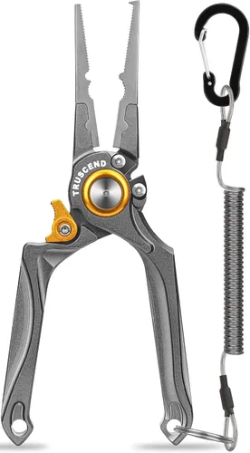 Vista 12 de TRUSCEND Easy Use Lockable Fishing Pliers with Tungsten Carbide Cutter, Innovative Ergonomic Handy Handle, Saltwater Corrosion Resistant Teflon