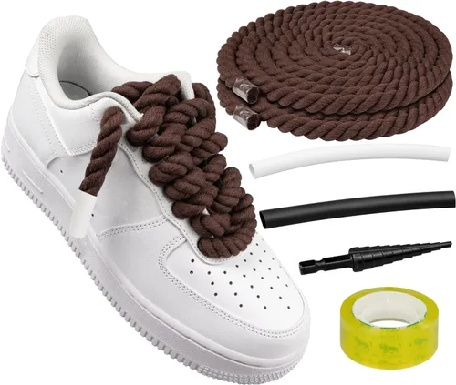 Vista 9 de Endoto Cordones de cuerda para Air Force 1, agujetas gruesas y voluminosas para zapatos deportivos AF Azul bebé