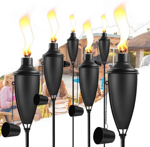 Vista 10 de ZSPENG Paquete de 1 antorcha de jardín para el hogar, gran capacidad de 22 onzas, antorcha de metal para exteriores, decoración de jardín, antorchas