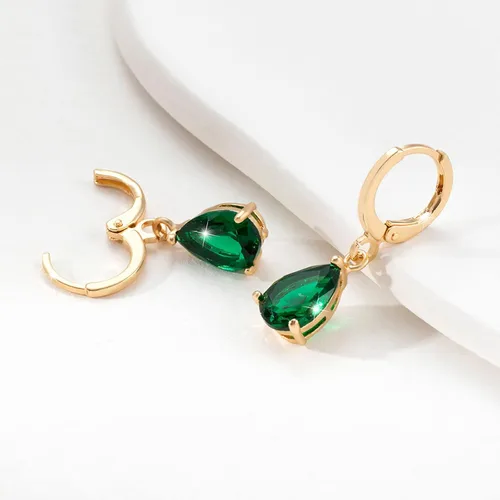 Vista 5 de Green Earrings for Women Emerald Earrings Crystal Teardrop Earrings Gold Rhinestone Earrings Bridal Wedding Earrings Jewelry Gifts for Women