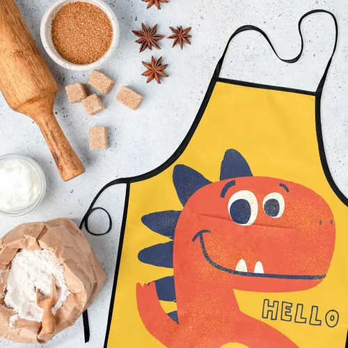 Vista 5 de Cute Kids Aprons for Cooking Painting Baking, Waterproof Toddler Aprons with Pockets, Art Smock for Boys Girls
