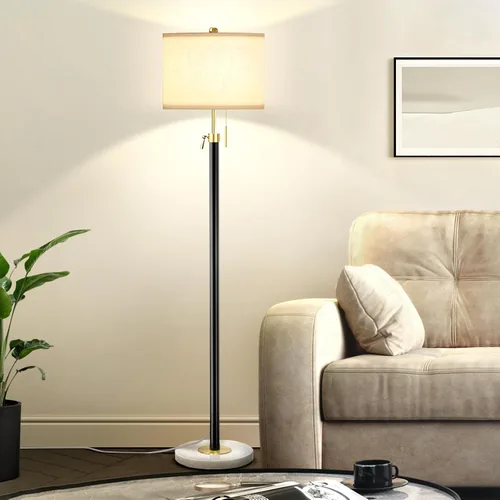 Vista 12 de Actualización: lámparas de pie doradas para sala de estar, lámpara de pie moderna ajustable de 55 a 67 pulgadas de altura con base de mármol