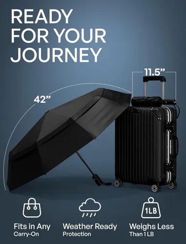 Vista 5 de REPEL Windproof Travel Umbrella - Compact & Withstands Winds up to 85MPH , Strongest Premium Auto Folding Umbrella for Rain and Sun - Durable, Light