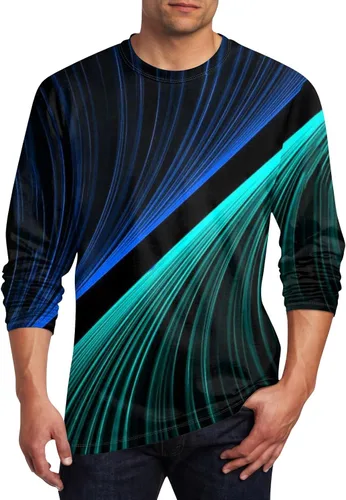 Vista 12 de Camisetas de verano para hombre, de manga larga, cuello redondo, casuales, básicas, atléticas, tallas S-4XL