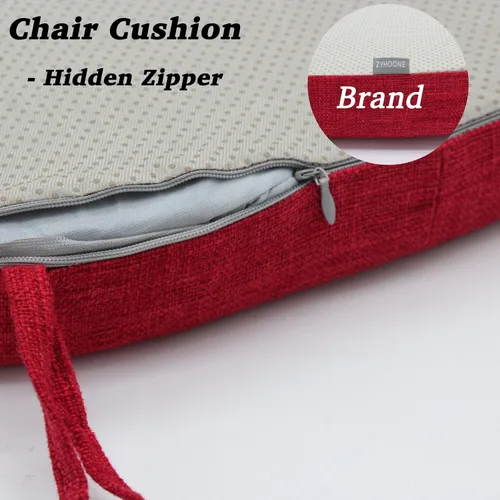 Vista 6 de Cojines para sillas de comedor con lazos, almohadilla gruesa de espuma viscoelástica para asiento de interiores, cojín de comedor con funda lavable
