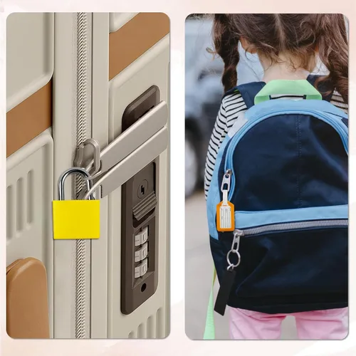 Vista 7 de Paquete de 10 candados para equipaje con llave + paquete de 10 etiquetas de viaje, etiquetas de equipaje para maletas, bolsas, etiquetas de nombre