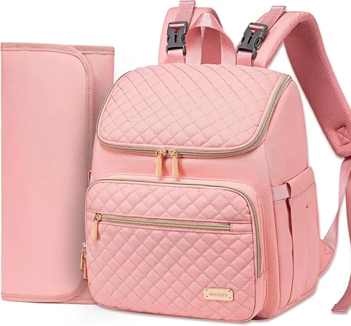 Vista 12 de Mochila para pañales Weitars con cambiador, mochila para pañales de bebé, mochila para pañales de viaje, bolso para pañales para mamá, 5 bolsillos