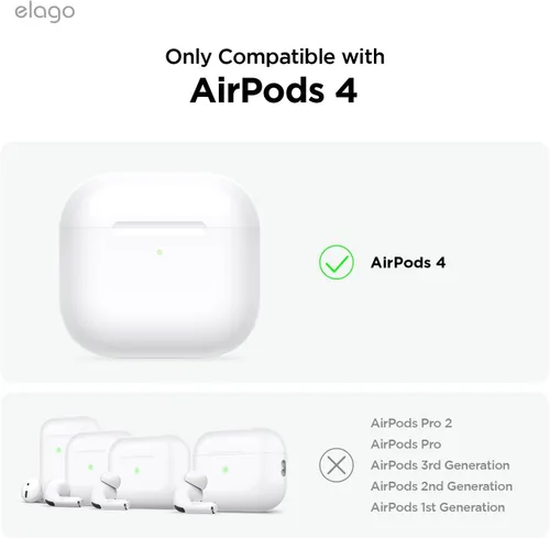 Vista 2 de elago Funda de Cinta de Casete Compatible con Estuche AirPods 4 - Mosquetón Incluido, Soporta Carga Inalámbrica, Resistente a Golpes, Protección
