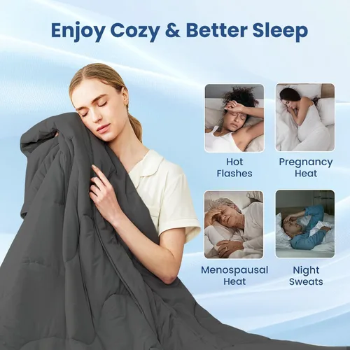 Vista 7 de Cozy Bliss Sorona® - Edredón refrescante tamaño individual x fibra natural de viscosa Sorona®, manta de enfriamiento reversible y sedosa